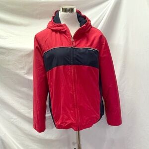 Lands’ End‎ Hooded Red & Blue Windbreaker Jacket Coat Size XL